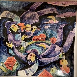Turov “Fiddler On The Roof” judaica Art Ceramic Plate. 10” x 10”